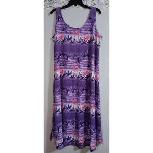 Aloha Hawaii 2XL Purple Vintage Stretch Casual Travel Vacation Colorful Dress
